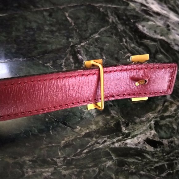Hermès Crocodile 18K Gold H Logo Black & Red Belt - Picture 11 of 12